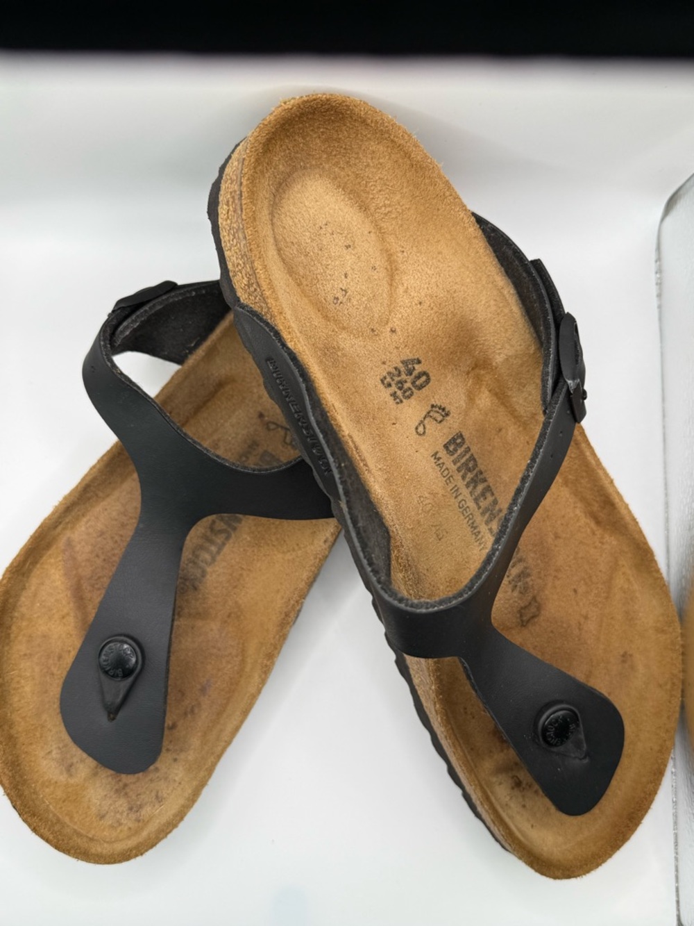Birkenstock Black Thong Sandals with Natural Footbed - Women